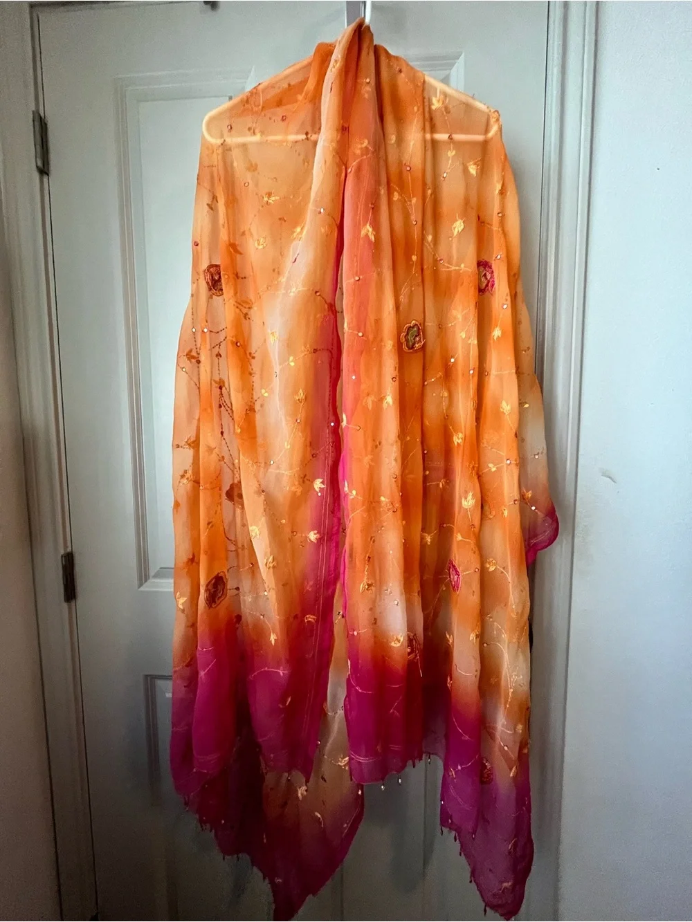 Orange to Pink Ombre Women'. Dupatta